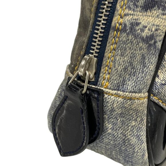 Auth DIOR/ChristianDior Double Saddle Bag Blue Dark Navy Multi Canvas Handbag - Picture 11 of 16